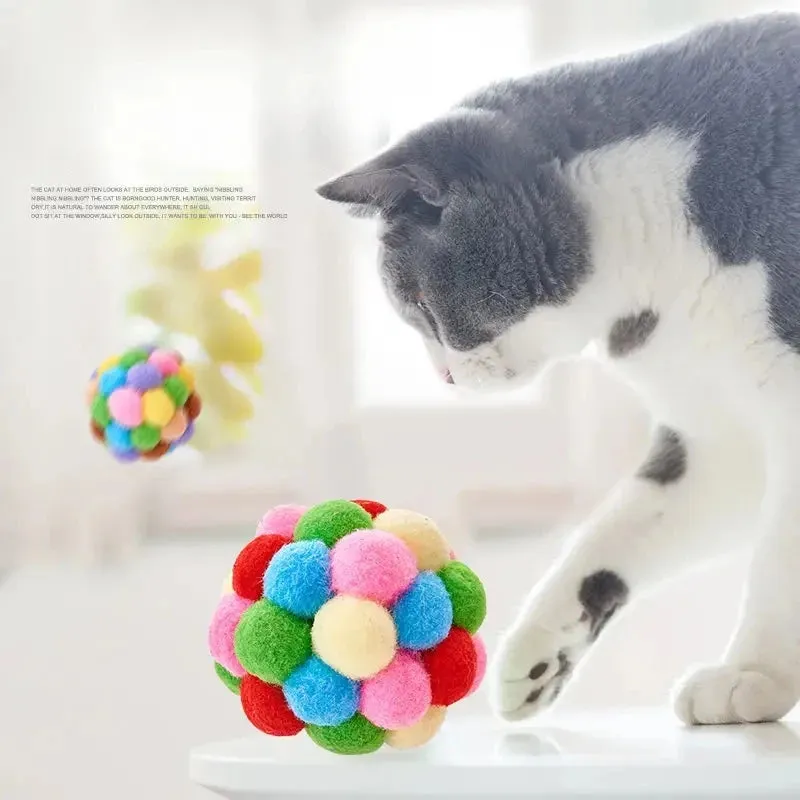 3-Piece Cat Toy Set: Plush, Woolen, and Bell Balls