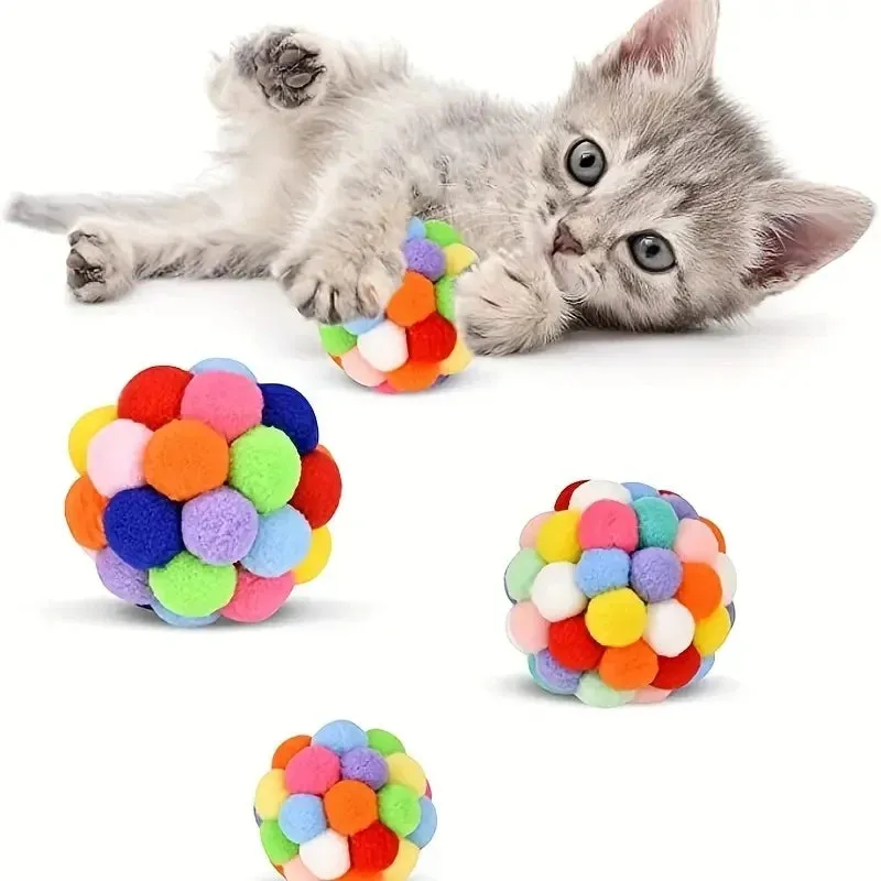 3-Piece Cat Toy Set: Plush, Woolen, and Bell Balls