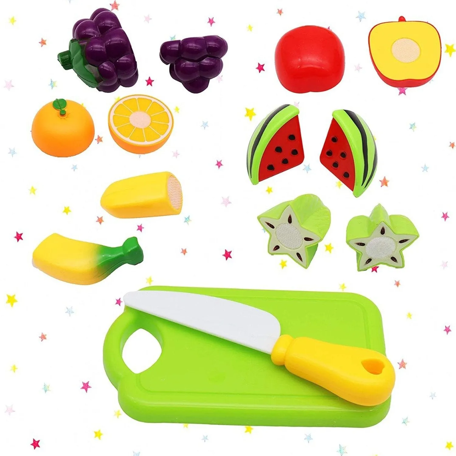 8037 Plastic Fruits N Veggies Exclusive Collection of Realistic Sliceable Fruits