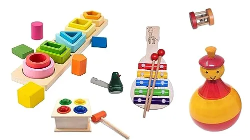 CHANNAPATNA TOYS Montessori Learning Wooden Toys | Box 7: 6-9 Months | Early Child Development, Sensory Learning, Develop, Problem/Puzzle Solving | Improve & Develop Fine Motor Skills