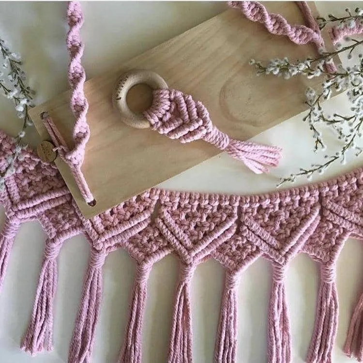 Dusty Pink Macrame Teether