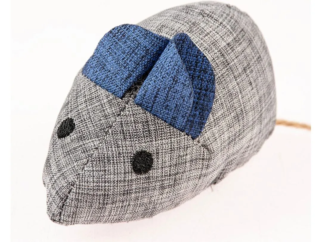 ECO Navy mouse & catnip 8,5x4,5x6cm blue/grey