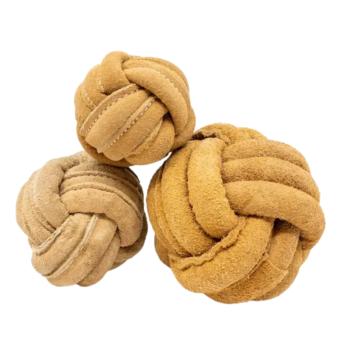 Huggle-Hide™ Natural Leather Ball Dog Toy