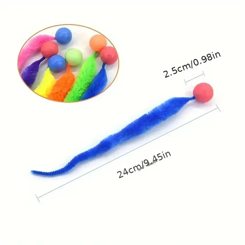 Interactive Cat Toy - Colorful Bouncing Ball with Caterpillar Teaser