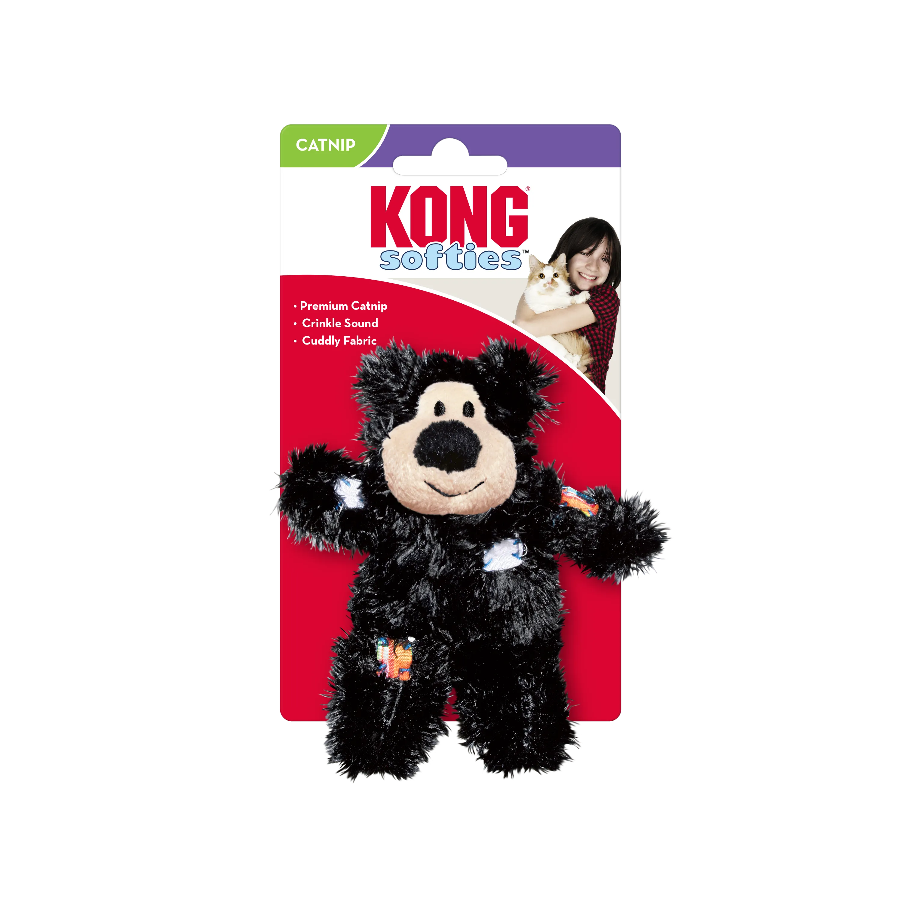 KONG | Cat Cuddly Toy | Softies Patchwork Bear