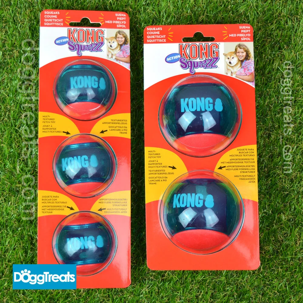 KONG Squeezz Action Ball - Squeak Rubber Chase & Play Ball