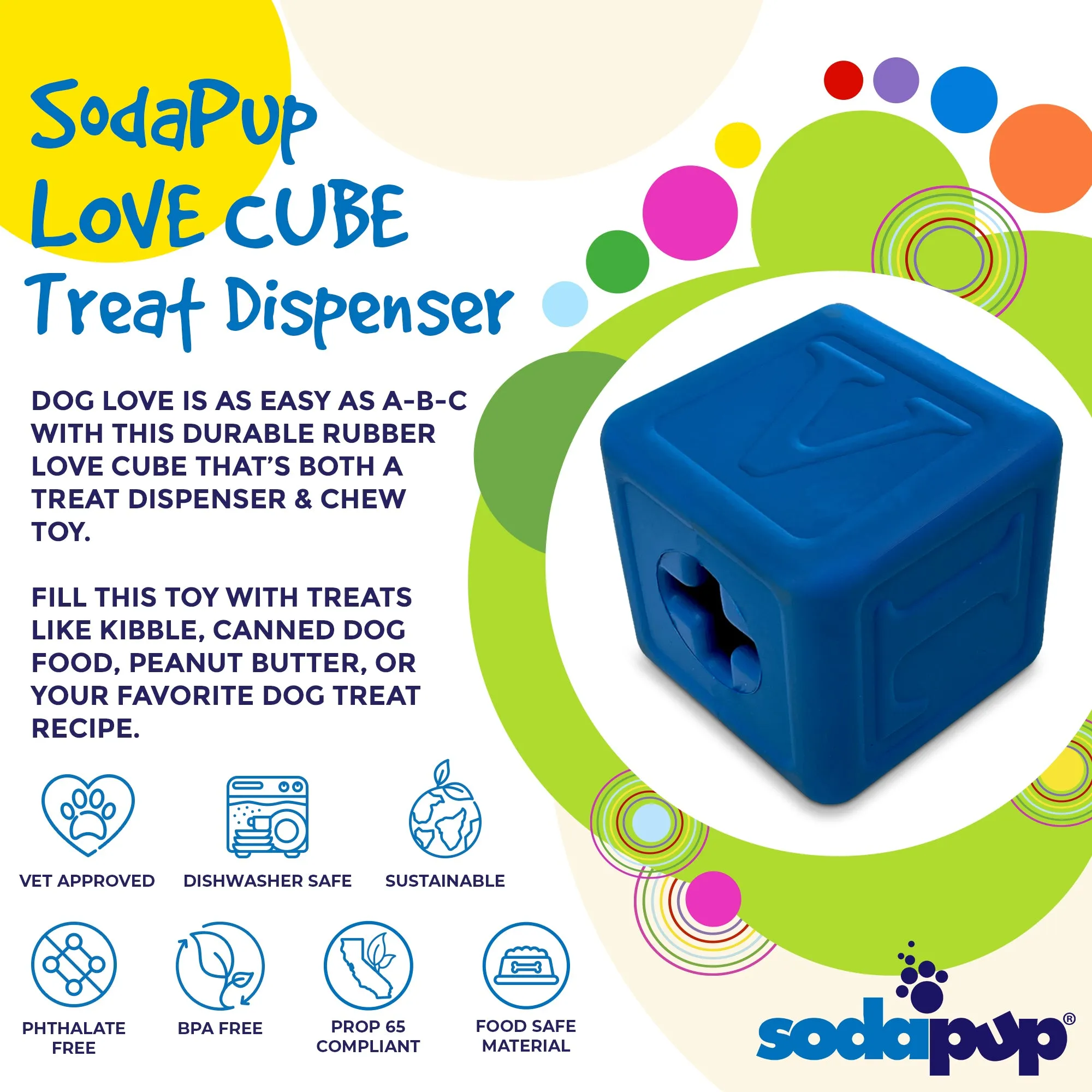 Love Cube eDispenser Durable Rubber Chew Toy & Treat Dispenser