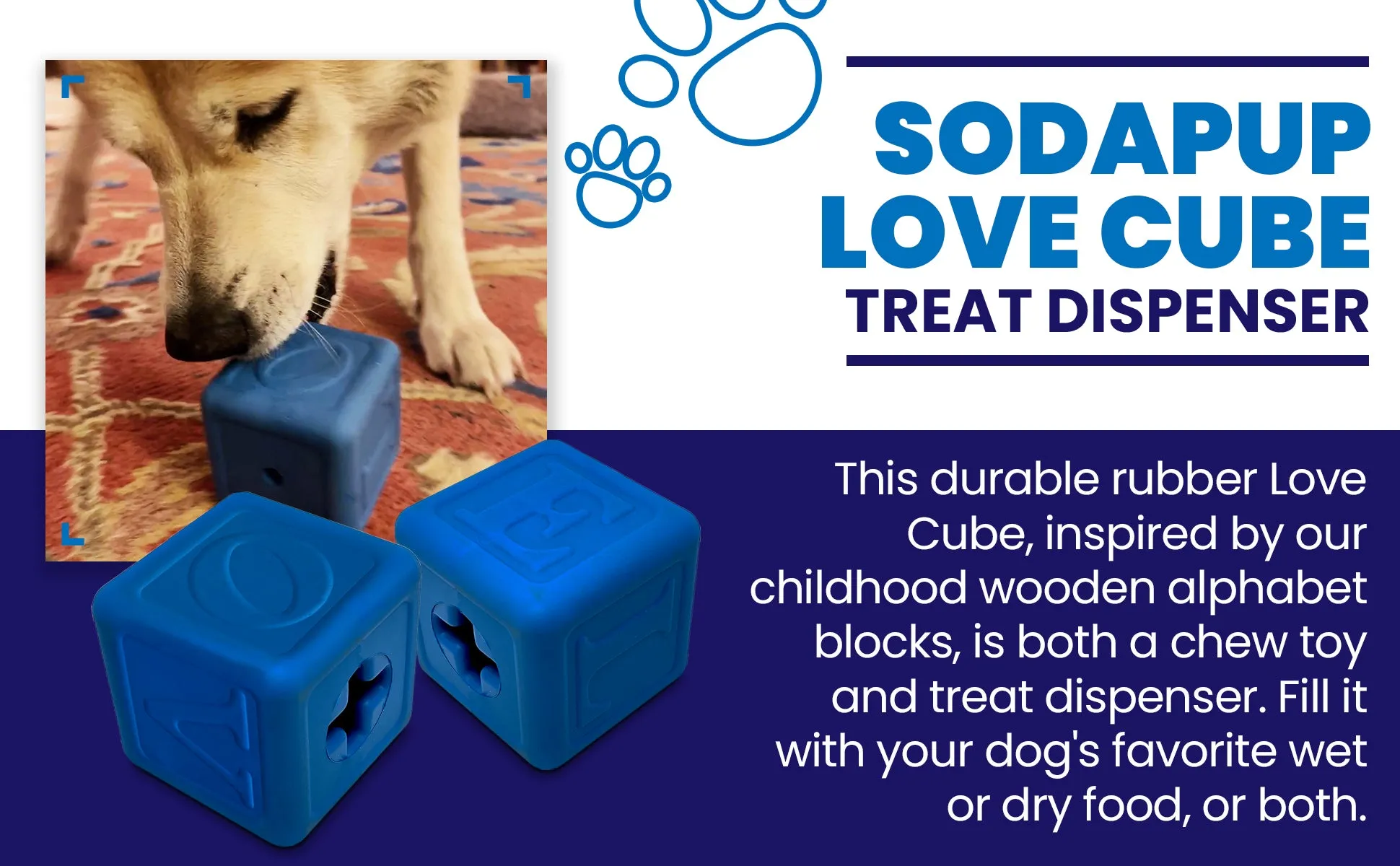 Love Cube eDispenser Durable Rubber Chew Toy & Treat Dispenser