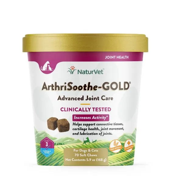 NaturVet ArthriSoothe Gold (Level 3) Advanced Care Soft Chew Cat & Dog Supplement (70 Count)