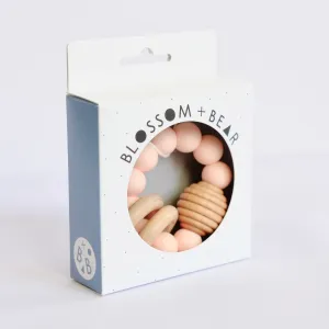 Peach Beehive Silicone And Wooden Teething Toy