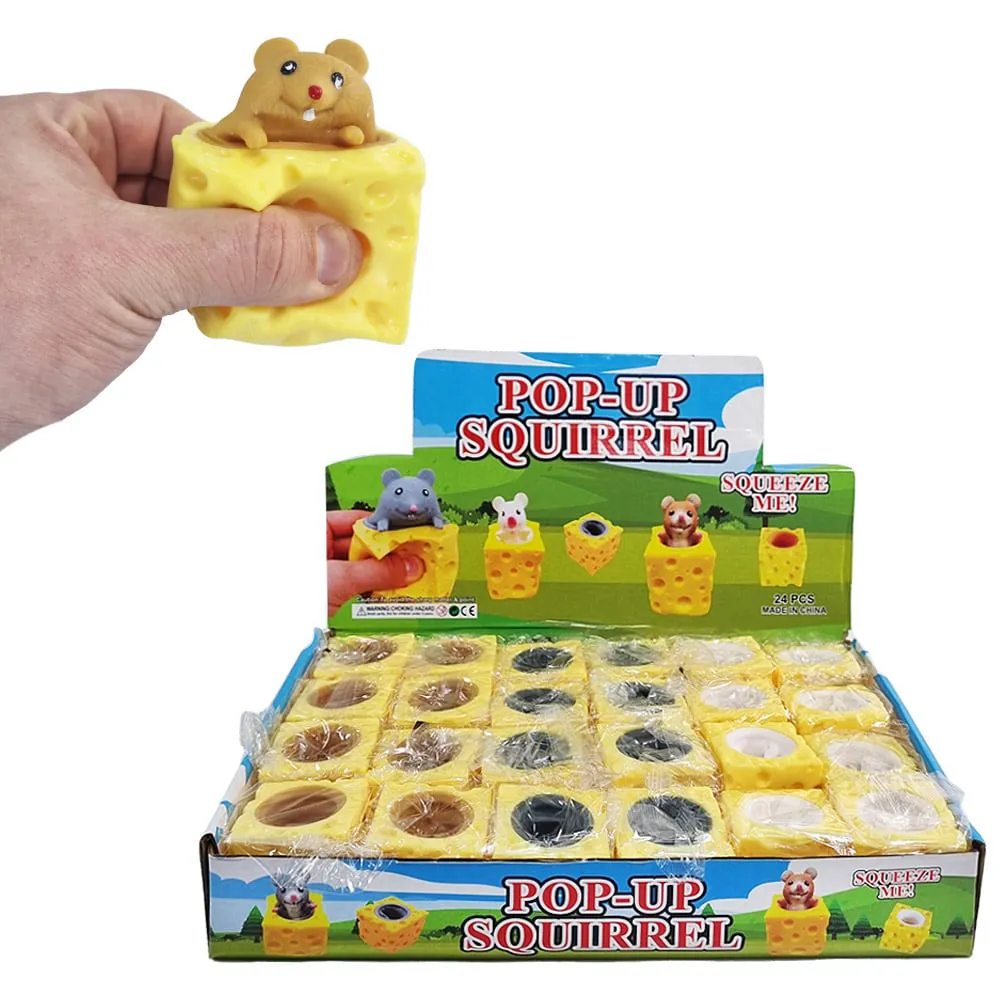 Squeezy Pop-Up Mouse In Cheese Fidget Sensory Toy