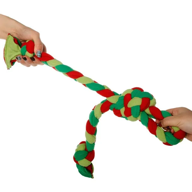 Tall Tails Holiday Braided Fleece Tug Dog Toy