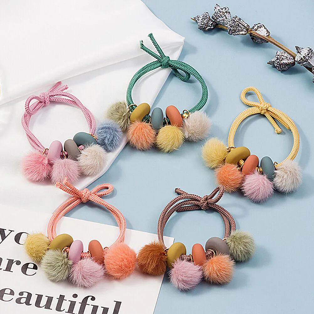 US 5~10Pcs Hair Tie Elastic Band Scrunchies Crystal Pompom Pearl Ponytail Holder