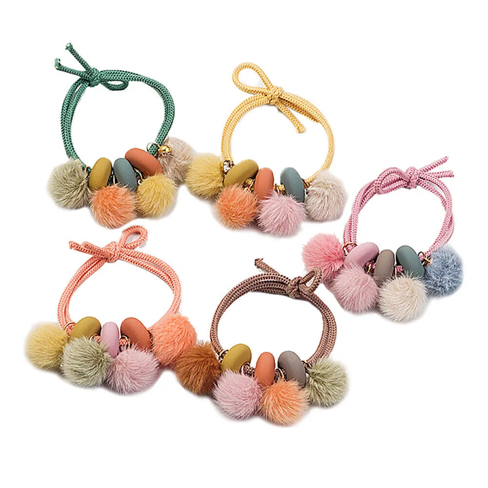 US 5~10Pcs Hair Tie Elastic Band Scrunchies Crystal Pompom Pearl Ponytail Holder