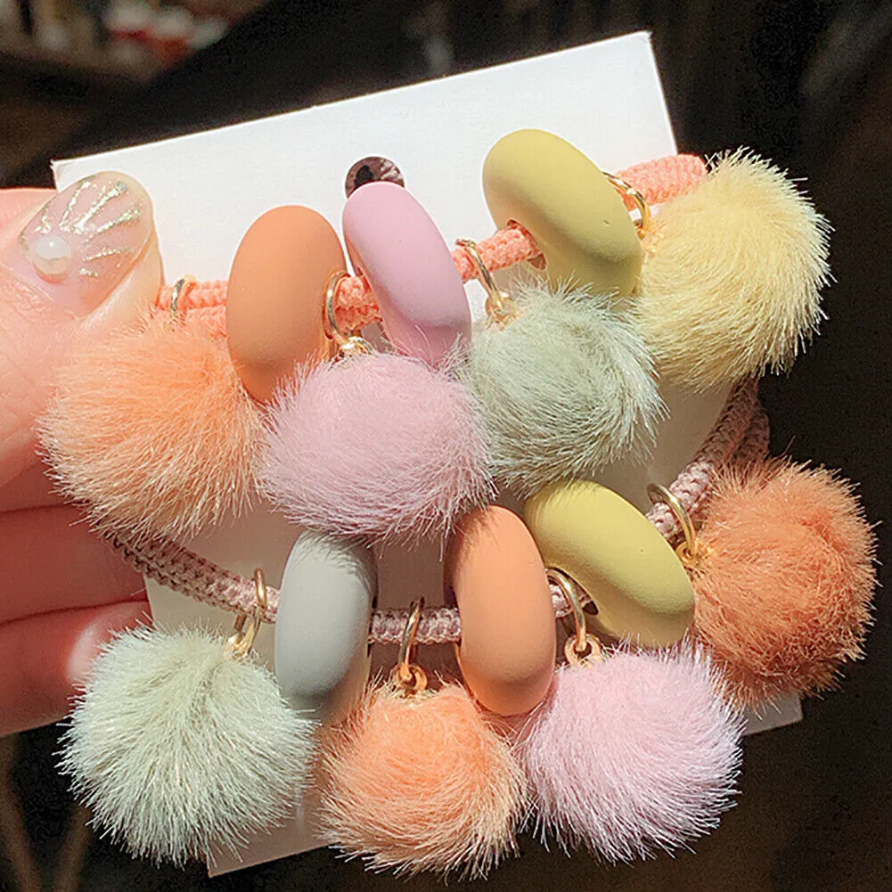 US 5~10Pcs Hair Tie Elastic Band Scrunchies Crystal Pompom Pearl Ponytail Holder