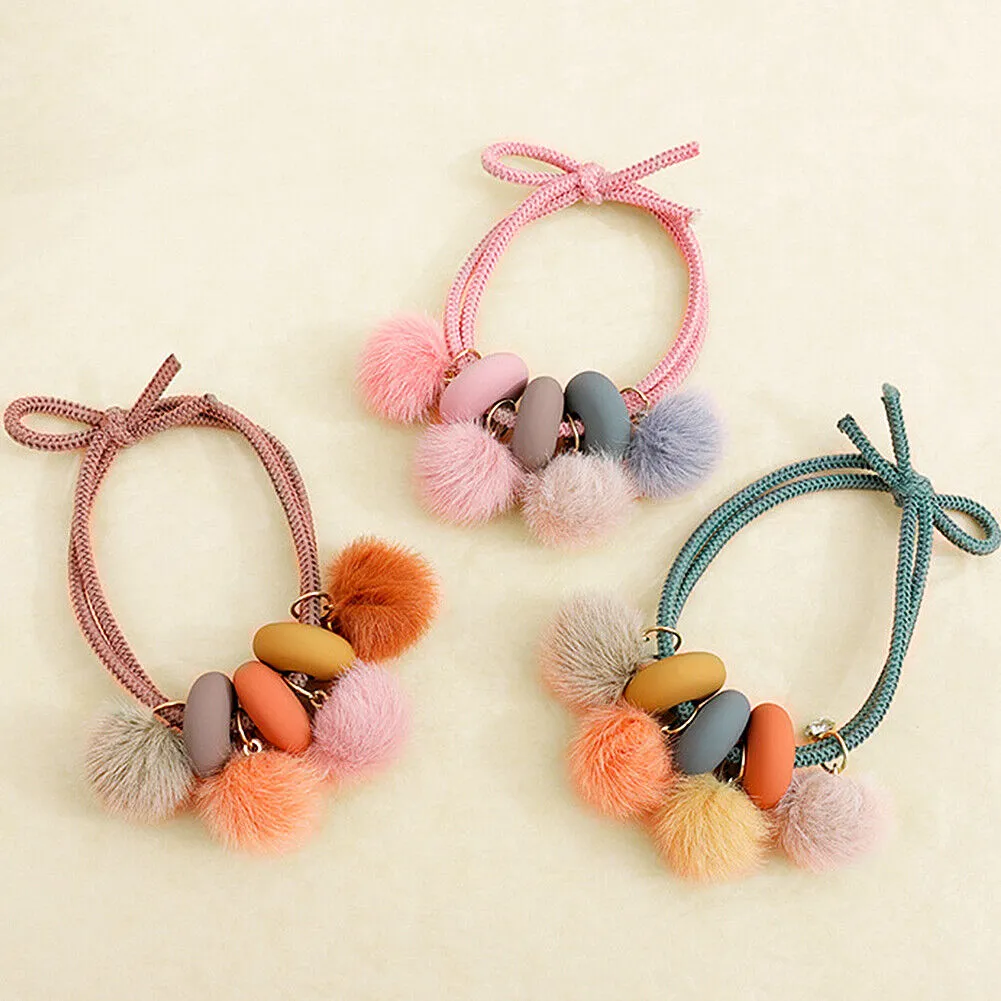 US 5~10Pcs Hair Tie Elastic Band Scrunchies Crystal Pompom Pearl Ponytail Holder