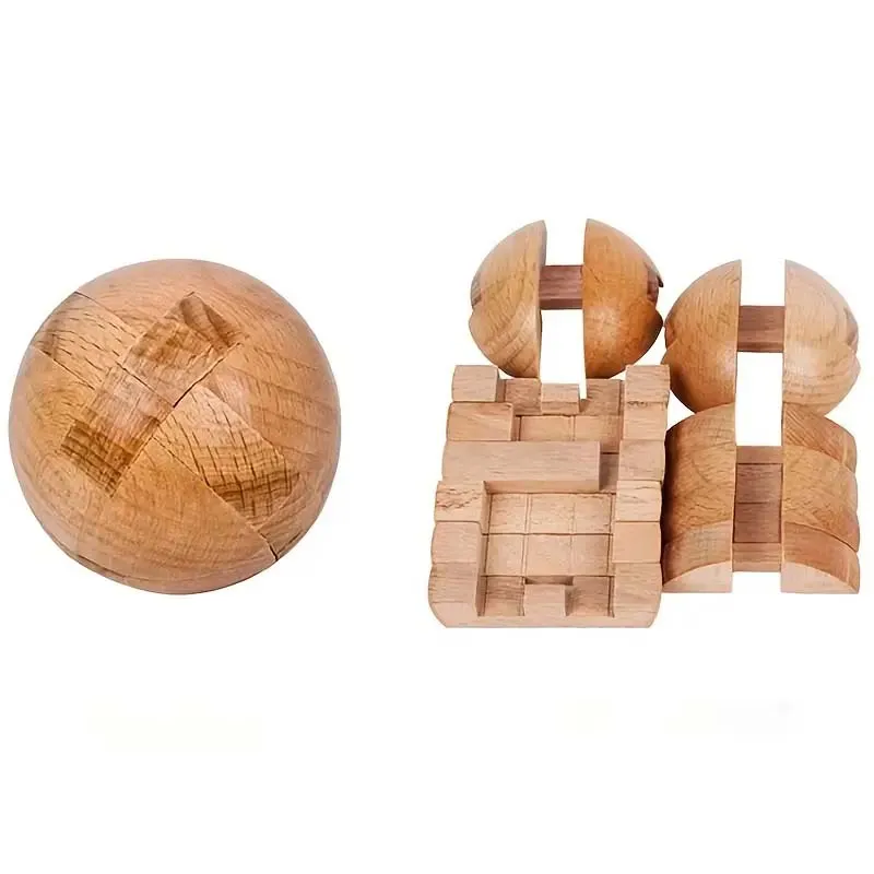 Wooden Brain Teaser Puzzle Ball_Challenging Intelligence Game